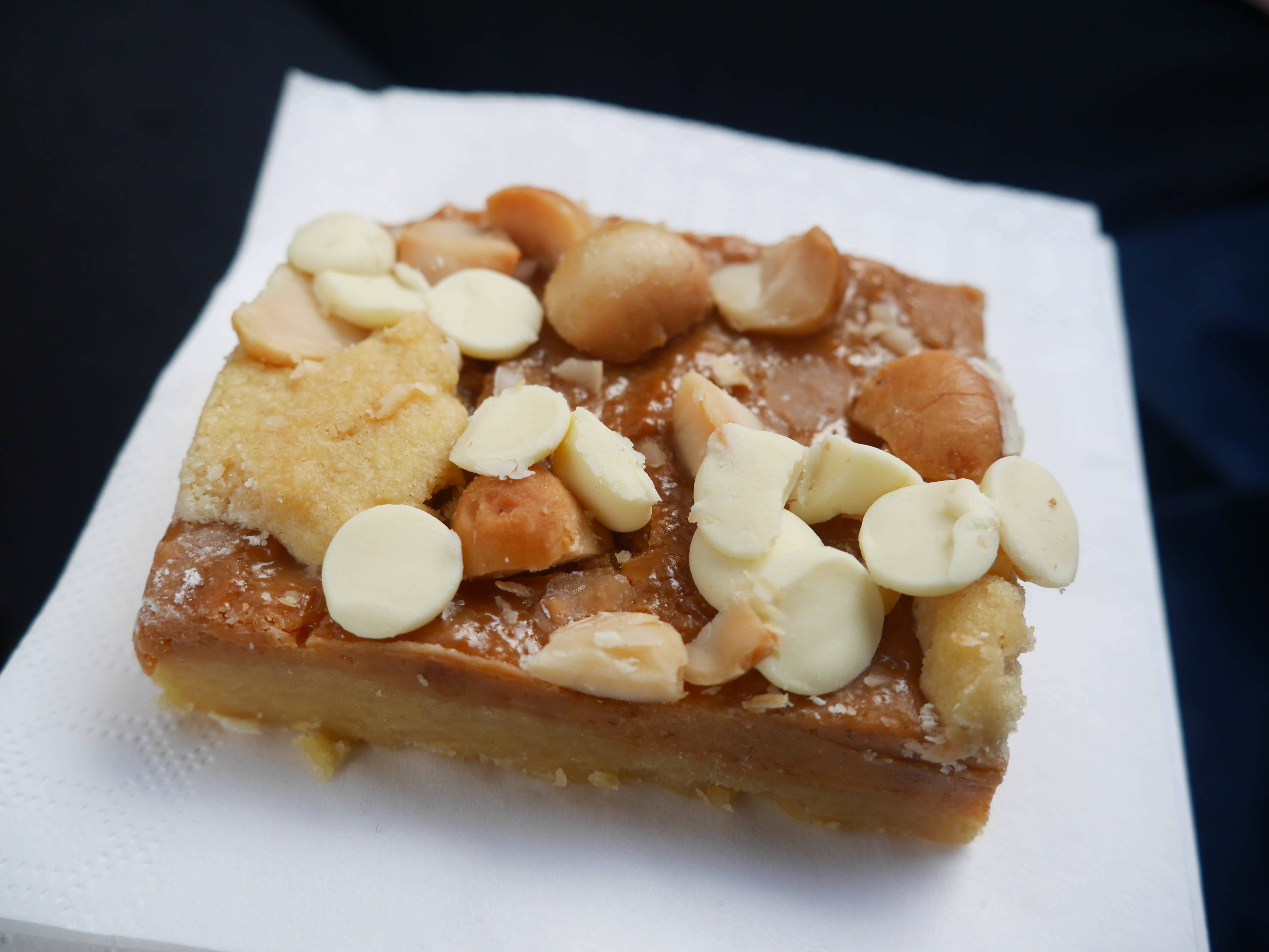 Bakers & Roasters - white chocolate caramel macadamia slice