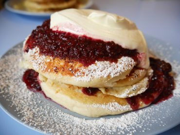 berry compote pancakes - Cafe Miami
