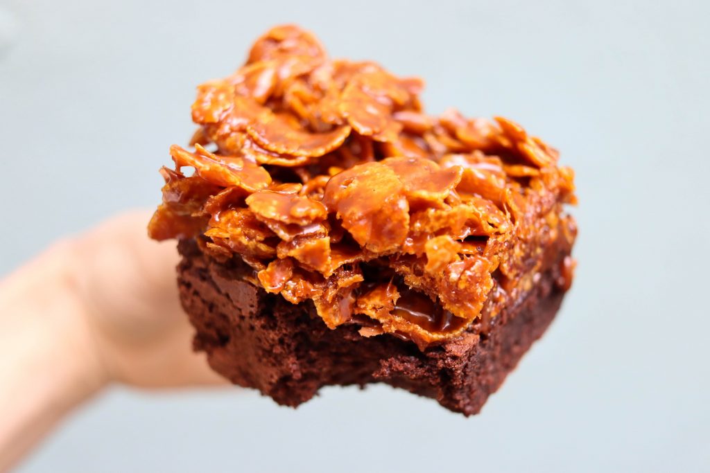 caramel cornflake brownie - crumbs & doilies london