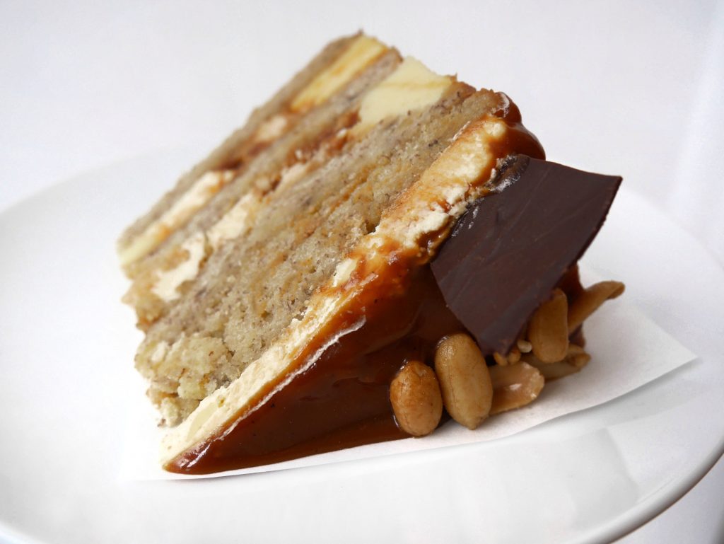 banana peanut caramel cake - cutter & squidge - banana desserts london